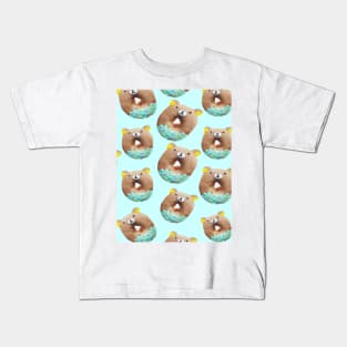 kawaii food cute mint green cartoon bear donuts Kids T-Shirt